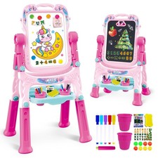 Art Easel for Kids - Adjustable Double-Sided Rotatable Magnetic White Board w...