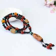 14mm Nine Eye Dzi Agate Chalcedony Necklace Tibetan Ethnic Style