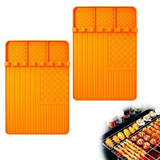 2 PCS Silicone Grill Mat Compatible with Blackstone, BBQ Griddle Tools Mat wi...