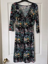 Very Pretty Leona Edmiston Frocks Black & Floral A-Line Jersey Dress Size 2 10