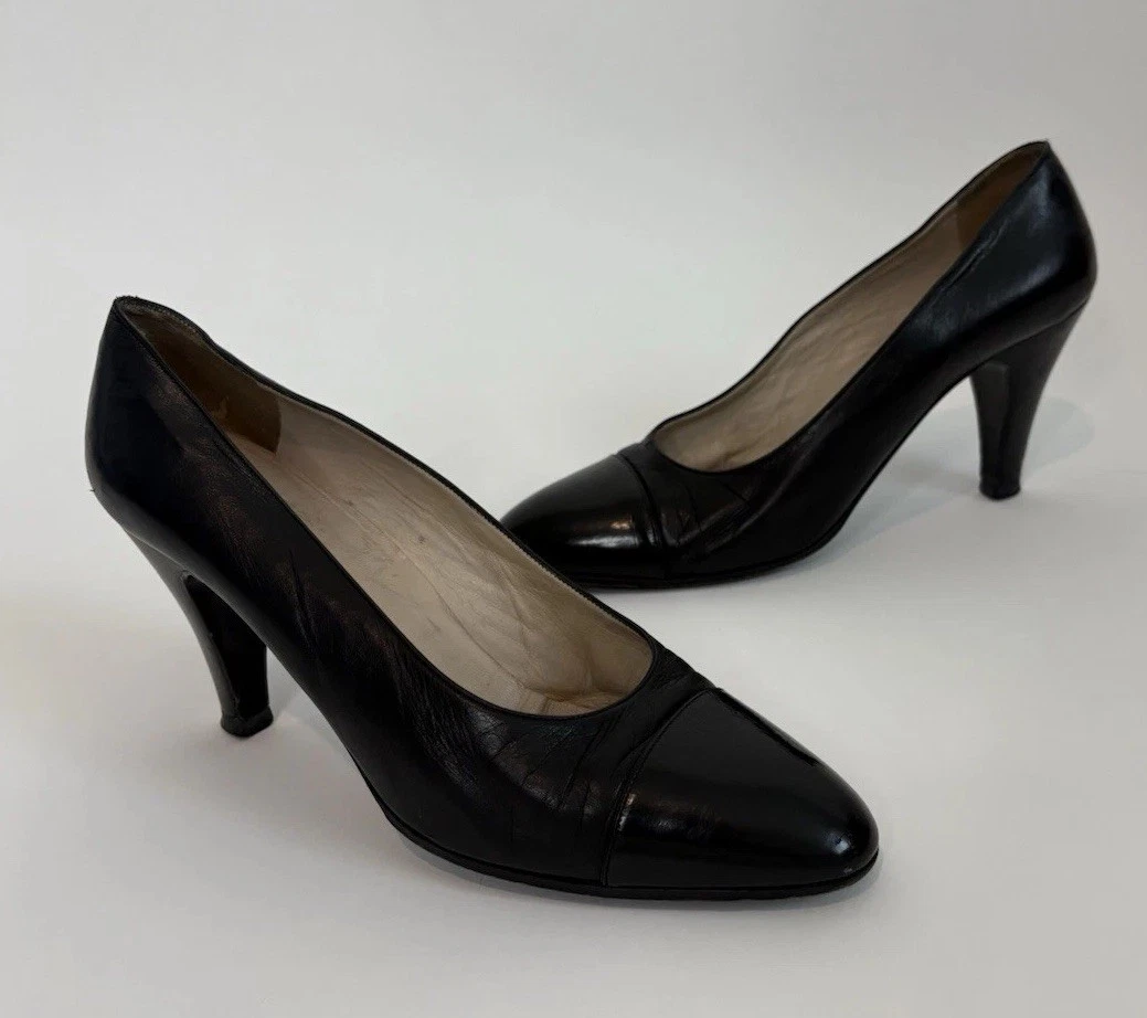 靴 Chanel Pumps Heel Leather Vintage CHANEL Women's Pump Leather Upper with Vintage for sale | eBay