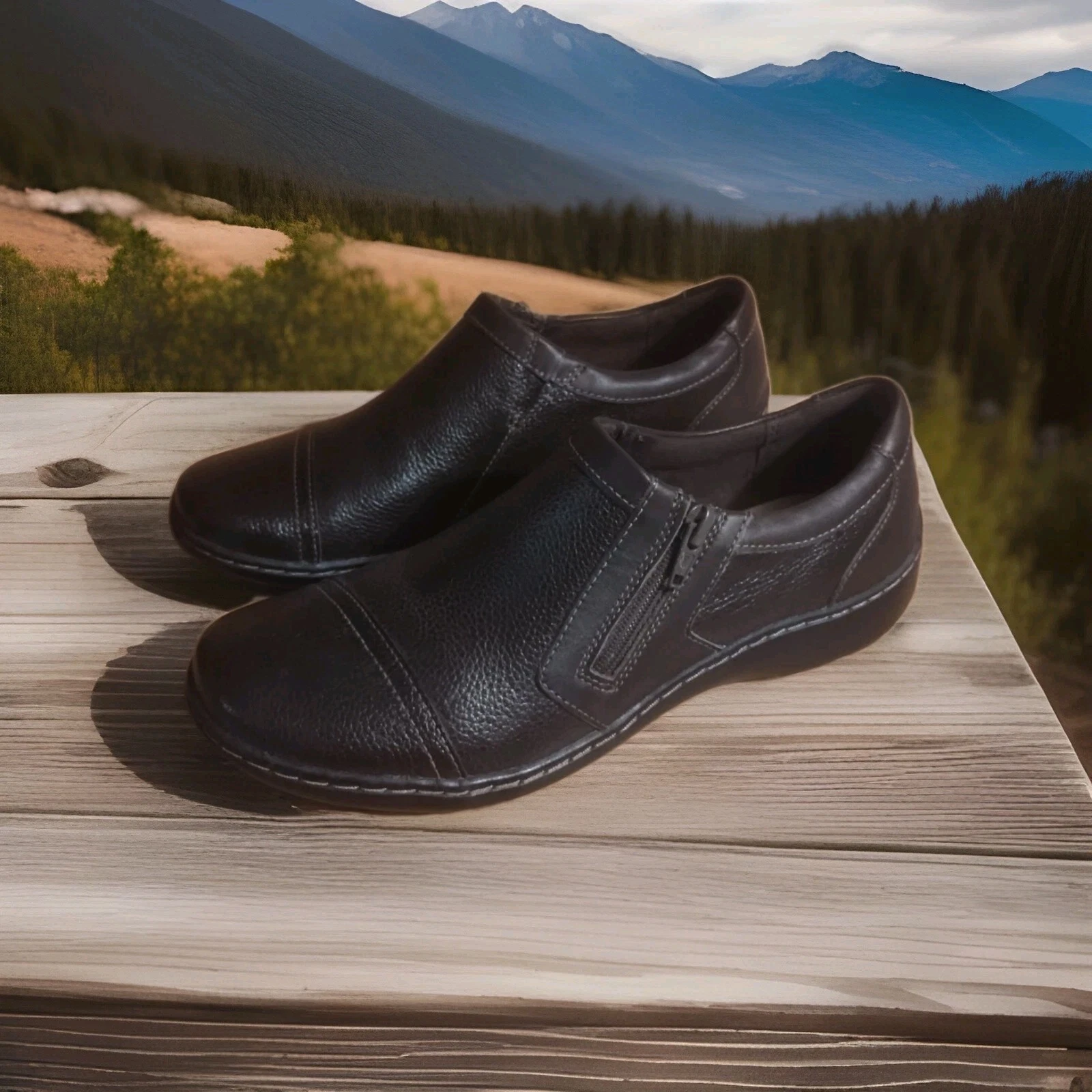 Mocassino Clarks Collection Cora Giny donna 9 M pelle marrone zip laterale