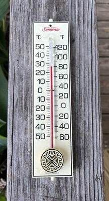 Vintage Sunbeam Thermometer Wall Mount Fahrenheit & Celsius 9  Made In USA
