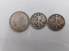 nice 1921 liberty peace dollar and two walking liberty half dollars