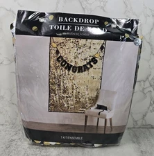 Amscan Gold Silver 6x4 Sequin Backdrop Black Congrats Graduation Party New Year