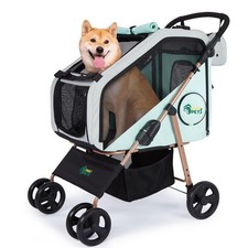 Pet Stroller with Upgraded 4 Wheels, Foldable Dog Stroller for Medium Dogs an...