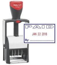 Heavy Duty Self Inking Date Stamp Phrase Paid 2 Color Blue/Red Ink
