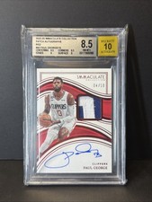2022 Panini Immaculate Paul George Game Used Patch Auto /10 Red Bgs 8.5 Auto 10