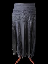 Vtg 90s Y2k Black Lace Panel Maxi Skirt 1x Whimsigoth Romantic Practical Magic
