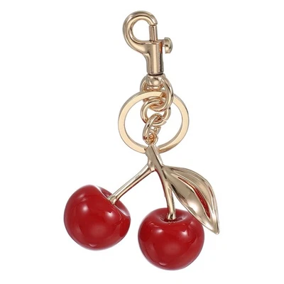 Porte-Clés Cerise pour Women Bag Purse Charm avec Anneau et Clip Red-Light Gold - Photo 1/4