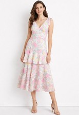 WAYF Floral Ruffled Tiered Tie Strap Midi Dress XS NWT