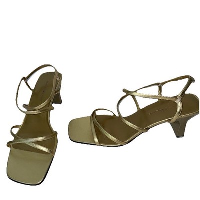 Bandolino Evening Heels Sling  Back Gold  Leather Size 5.5 M
