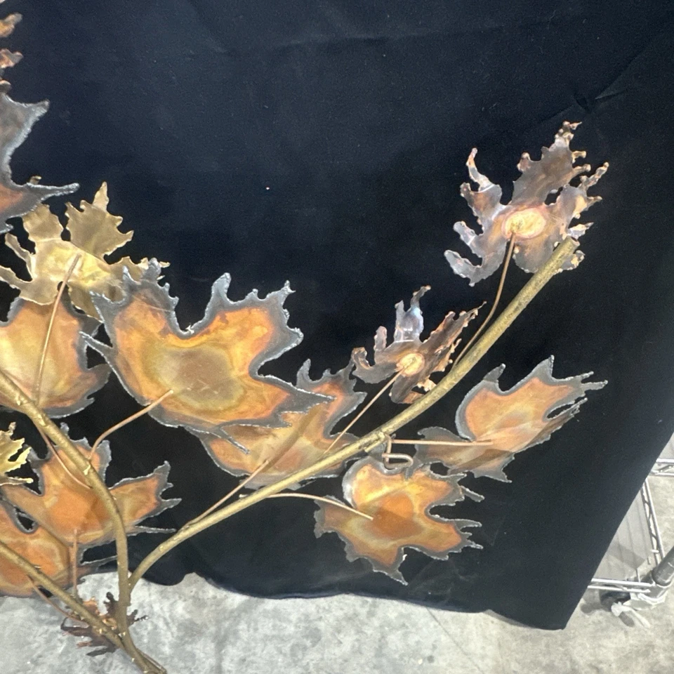 "Escultura de pared MCM vintage Curtis Jere C.Jere hojas de arce 30x50"" brutalista" Foto 3 de 4