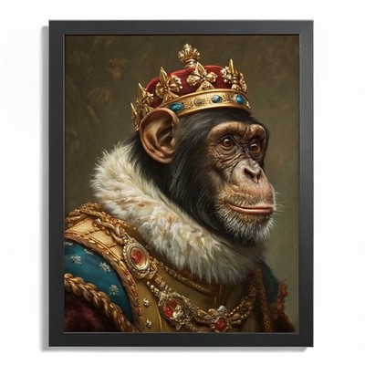 König Schimpanse Gemälde Affe Royal Portrait Renaissance Tier Wandkunstdruck (2)