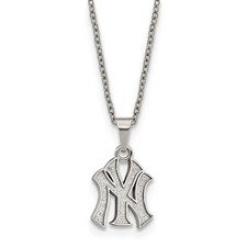 Stainless Steel MLB New York Yankees Small Necklace, 18-20 Inch