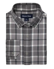 NWT Mizzen+Main Men's Trim Fit Pewter Timothy Plaid  City Flannel Dress Shirt M