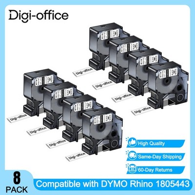8PK 1805443 IND Heat-Shrink Tube 24mm BlackWhite for DYMO Rhino 6000 5000