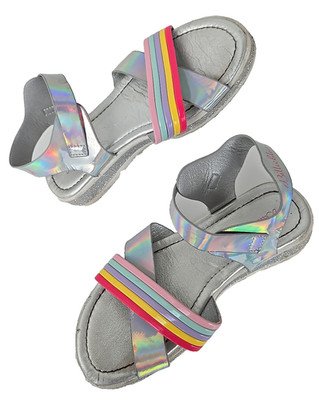 Billieblush Iridescent Rainbow Glitter Sandals Size 1.5 Girls Designer Summer