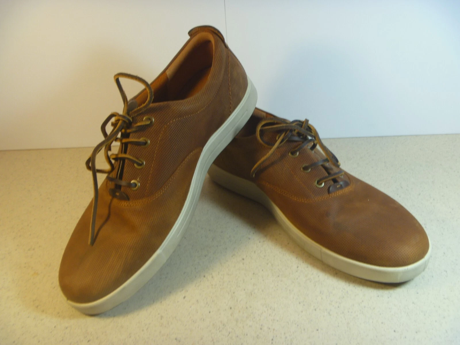 ECCO Scarpe Sneakers Uomo Taglia 45 US 11.5 Pelle Marrone Eisner Retro Oxford