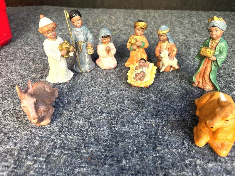 9 Nativity Figures 2 to 3” African American Black Christmas Baby Jesus Wise men 