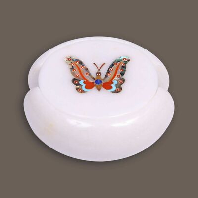 Marvelous Marble Lapis Inlay Tea Coffee Coaster Set Kitchen Home Decor h9