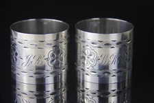 Pair of Antique American Victorian Sterling Silver Napkin Rings w/ Mono 2.35 ozt