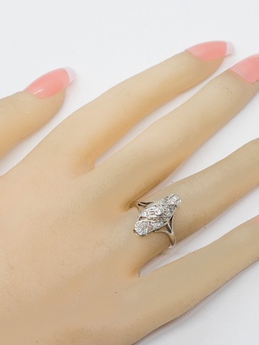 Enchanting Antique Art Deco Diamond Filigree 14k White Gold Ring size 4.5 - Picture 9 of 9