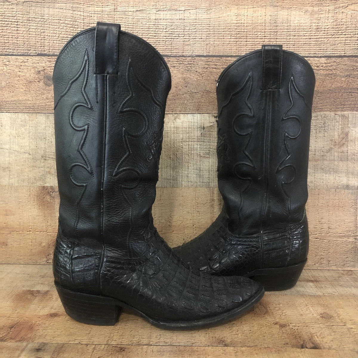 black alligator skin cowboy boots