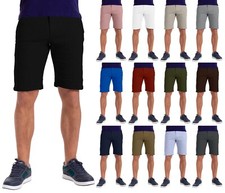 Mens Chino Half Pants Slim Fit Casual Cotton Summer Golf Beach Flat Front Shorts