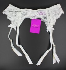 NWT Agent Provocateur L013-45 "Vanesa" Embroidered Lace Garter Belt White, L / 4