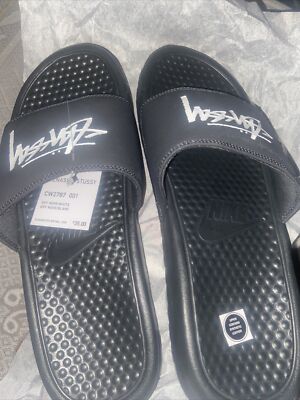 Nike X Stussy Benassi Slides off Noir Black Size 8 Men Cw2787 001