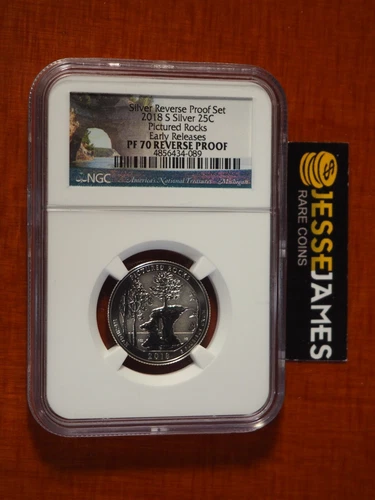 2018 S 25C REVERSE PROOF SILVER PICTURED ROCKS QUARTER NGC PF70 EARLY RELEASES