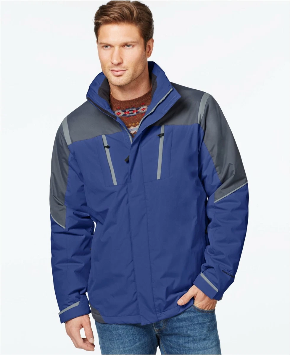NWT Weatherproof 32 Degrees Men s Coat S Hydro Tech Jacket Blue Zip Off Hood