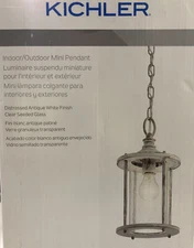 Kichler 1163724 Indoor/Outdoor Mini Pendant Distressed Antique White Seeded Glas