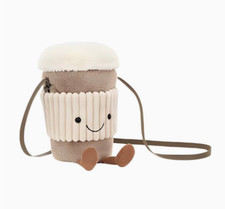 Jellycat AMUSEABLE COFFEE TO GO BAG Soft Plush Purse with Free Dust Bag