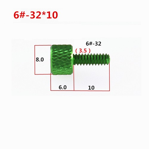 Knurled Thumb Screws UNC 6#-32x10mm Colour Aluminium Alloy Hand Grip Knob Bolts - Picture 2 of 6