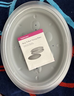 Tupperware Keep  N Heat Oval Serving Platter w/Blue Lid- New