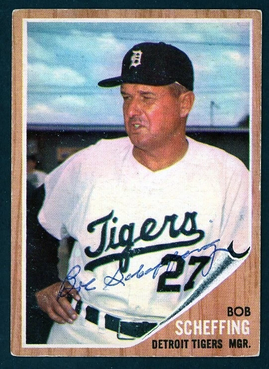 Bob Scheffing Auto Signed 1962 Topps Detroit Tigers Card #416