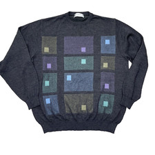 VTG St Croix Sweater Mens Pullover Wool Blend Medium Pastel Geometric Knit