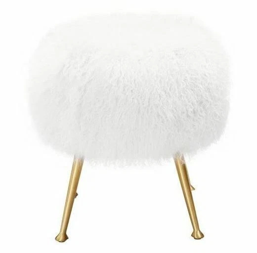 Safavieh Couture Anna White SFV4747B Sheepskin Ottoman cushion seat foot rest - Image 2 of 2