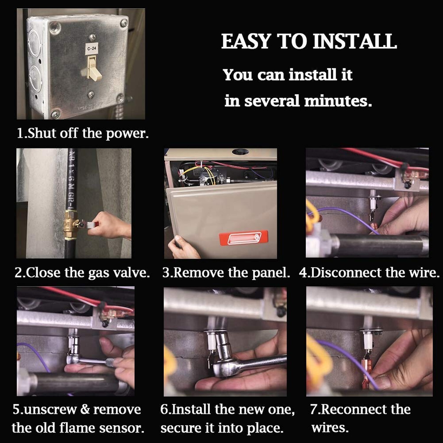 SEN01114 Flame Sensor Replacement for Trane/American Standard Furnace Flame S...