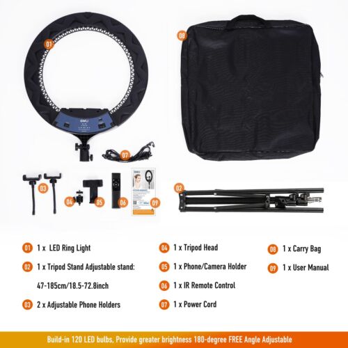 21 inch LED Ring Light with Tripod Stand 6000K Dimmable Makeup Selfie Light w... - Picture 5 of 6