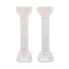 2PCS Roman Pillar Decor 34.65in Height with Heart Shaped Patterns White