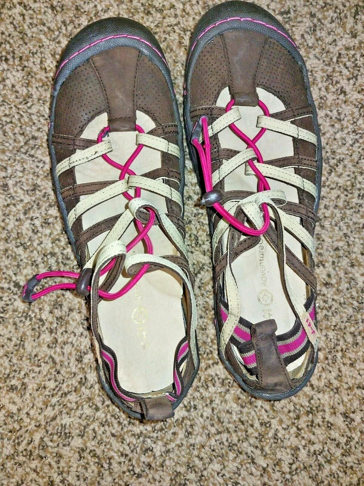 Sandálias Gladiadoras Marrons J-41 Adventure On para Mulheres Tamanho US 9 M Rosa e Marrom - Imagem 2 de 4