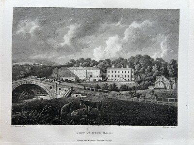1795 View Of Hyde Hall, Near Manchester Original Antique Print