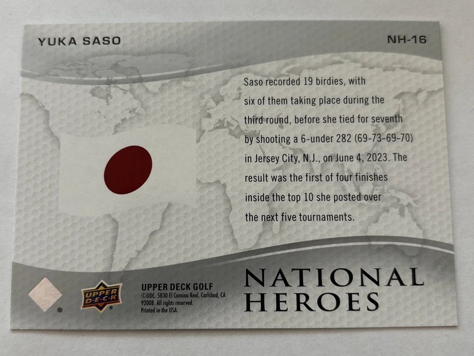 2024 Upper Deck Yuka Saso National Heroes Gold Golf Card #NH-16 Ranked #10 LPGA - Image 4 of 4