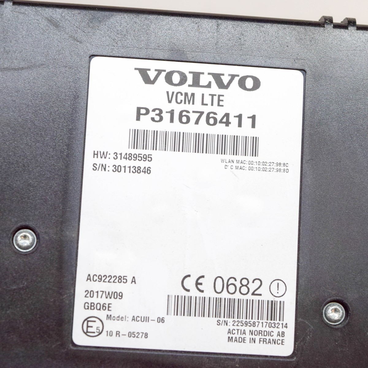 VOLVO V90 MK2 D3 AWD Bluetooth VCM Control Unit 31676411 31489595 