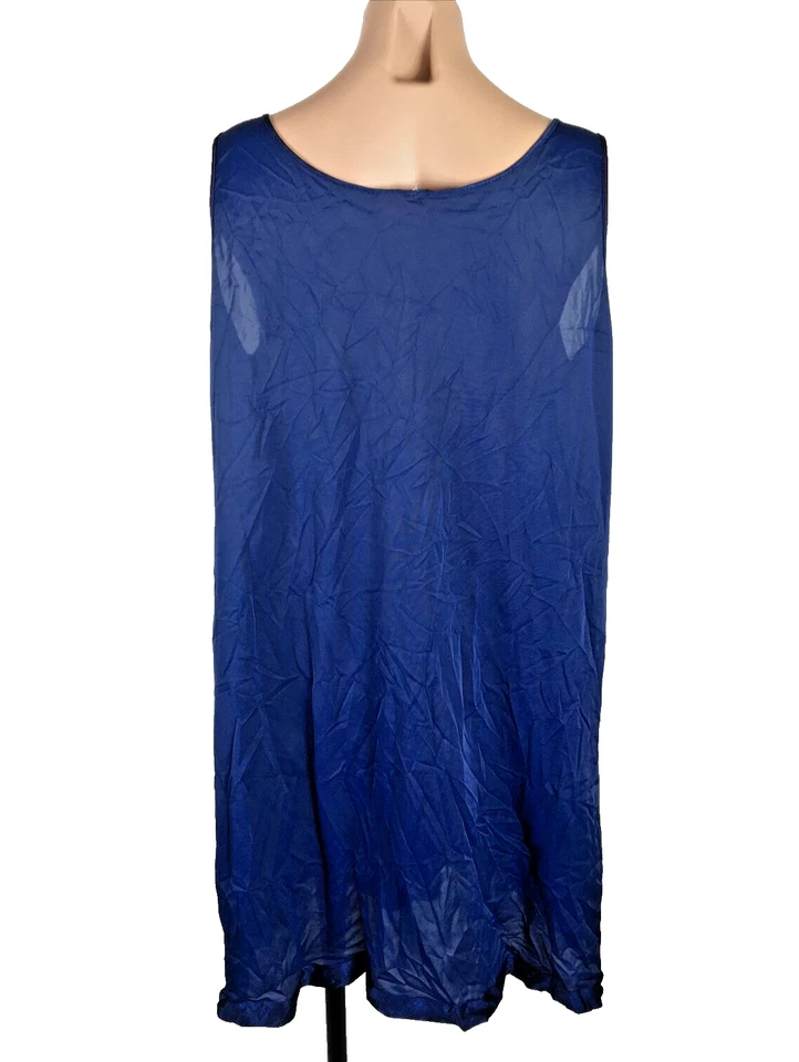 VANITY FAIR VINTAGE Navy Chiffon Nylon NIGHT GOWN  SZ 2XL Babydoll Embroidered - Image 2 of 4