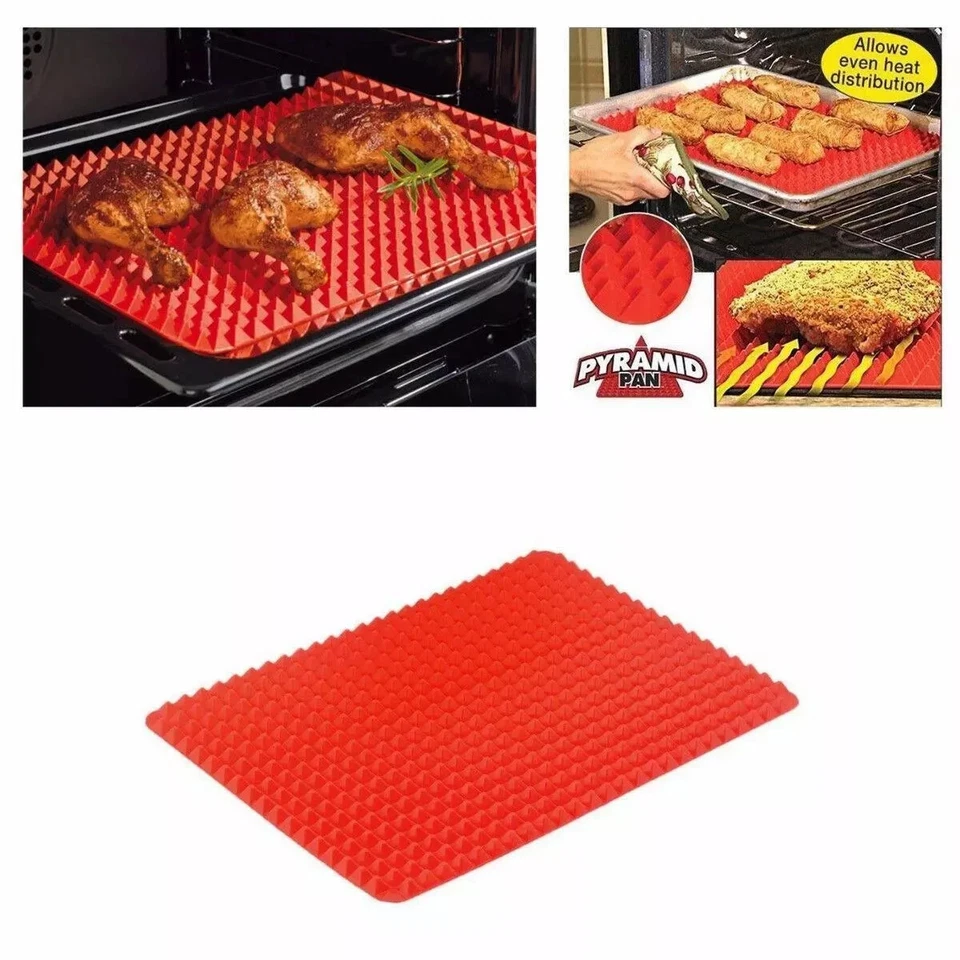 NEW Pan Non Stick Fat Reducing Silicone Cooking Mat Oven Baking Tray Sheets