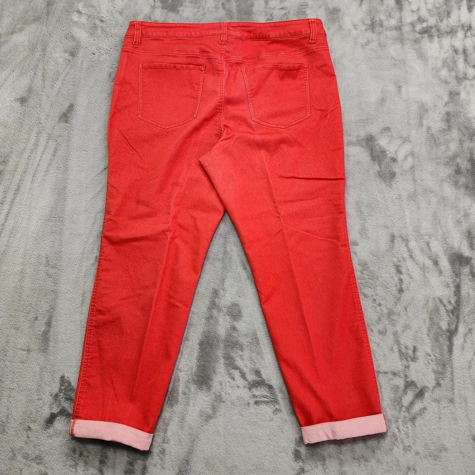 Pantalones de mezclilla Style&Co para mujer 14 rojos tiro medio ajustados con puños cortos elásticos informales Foto 4 de 4